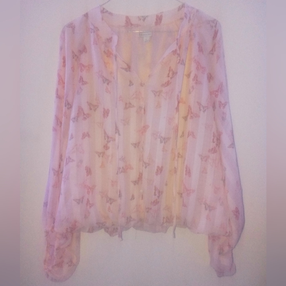 Baby Pink Blouse with butterflies